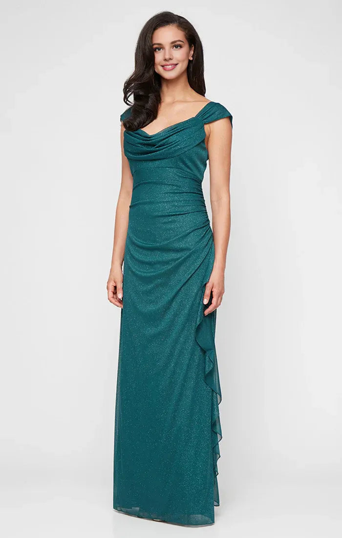 Refined Beautiful Timeless Chic Elegant Red Glitter Cowl Backless Floor-Length Prom Dress
