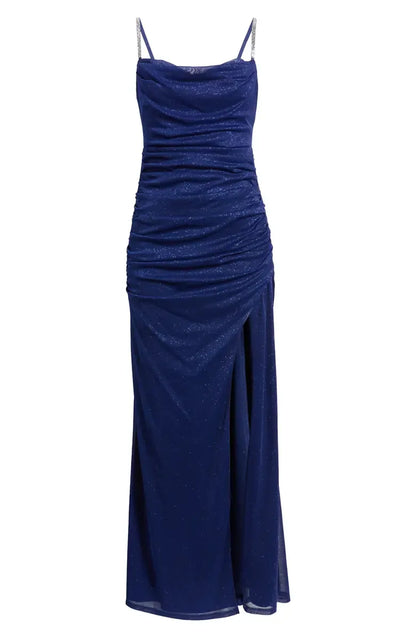 Stylish Refined Beautiful Elegant Royal Blue Glitter Mermaid Sleeveless Floor-Length Prom Dress