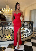 Timeless Special Occasion Sophisticated Elegant Red Lace Sheath Sleeveless Floor-Length Prom Dress