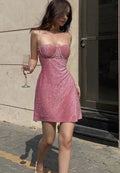 Shiny A Line Spaghetti Straps Short Homecoming Dress 17th Birthday Outfits