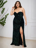 Special Occasion Sophisticated Graceful Elegant Black Sequin Sheath Sweetheart Sleeveless Prom Dress