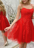 Short/Mini A-line Bateau Homecoming Dress With Beading