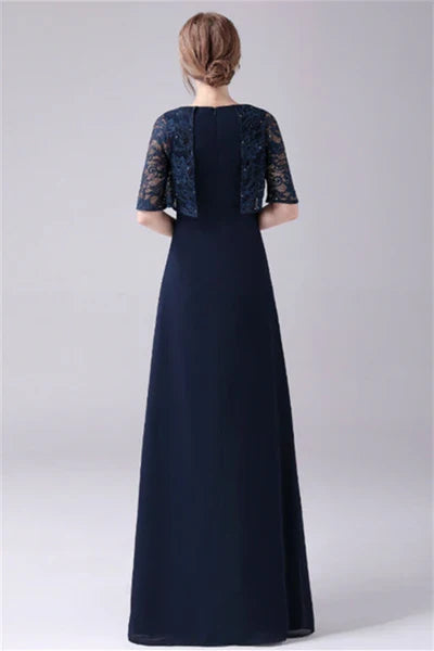 Short sleeves Jewel Floor Length Casual mother's dress