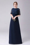 Short sleeves Jewel Floor Length Casual mother's dress