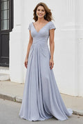 Silver A Line Mother of the Bride Dress with Appliques