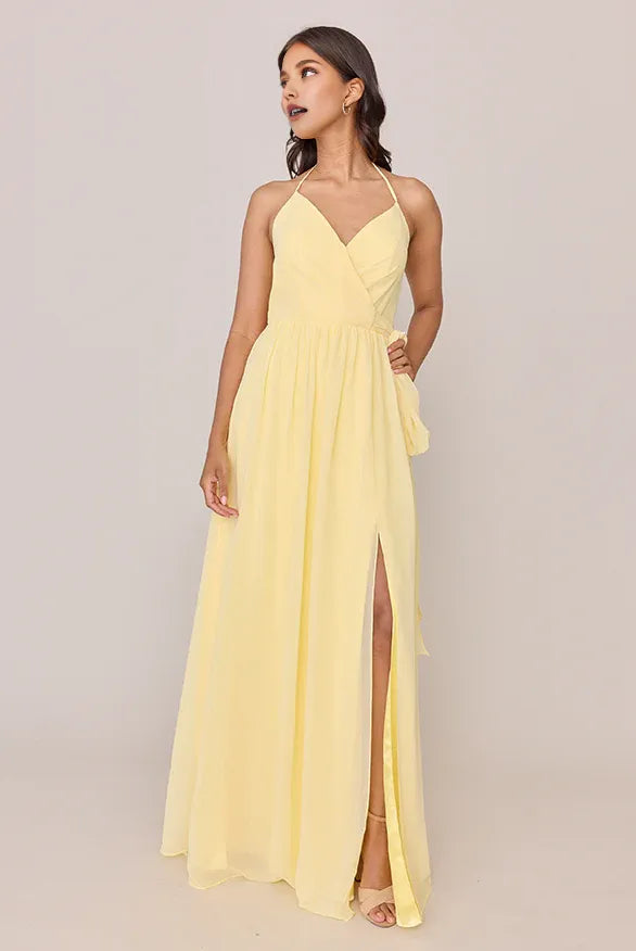 Special Occasion Sophisticated Graceful Elegant Red Chiffon A-Line Halter Sleeveless Floor-Length Prom Dress