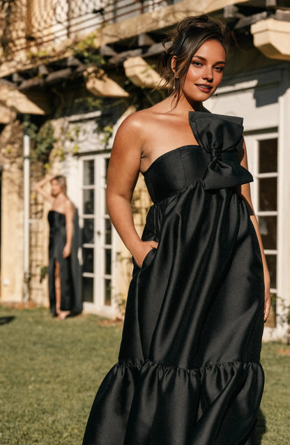 Stylish Refined Beautiful Elegant Black Satin A-Line One-Shoulder Sleeveless Floor-Length Prom Dress