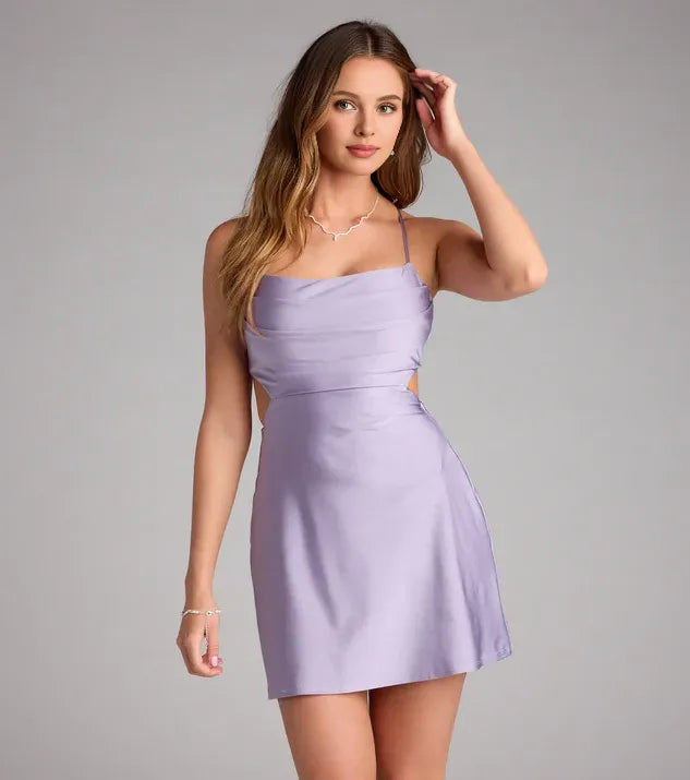 Special Occasion Sophisticated Graceful Stylish Refined Elegant A-Line Halter Sleeveless Mini Homecoming Dress