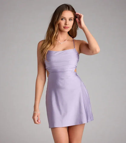 Special Occasion Sophisticated Graceful Stylish Refined Elegant A-Line Halter Sleeveless Mini Homecoming Dress