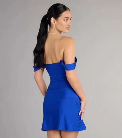 Beautiful Timeless Special Occasion Sophisticated Elegant A-Line Off-The-Shoulder Sleeveless Mini Homecoming Dress