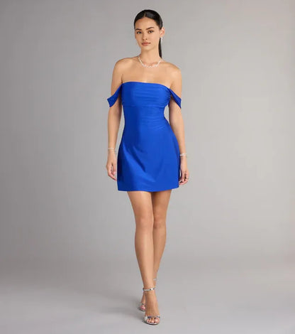 Beautiful Timeless Special Occasion Sophisticated Elegant A-Line Off-The-Shoulder Sleeveless Mini Homecoming Dress