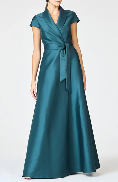 Graceful Stylish Elegant Red Satin A-Line Floor-Length Mother of the Bride Dress
