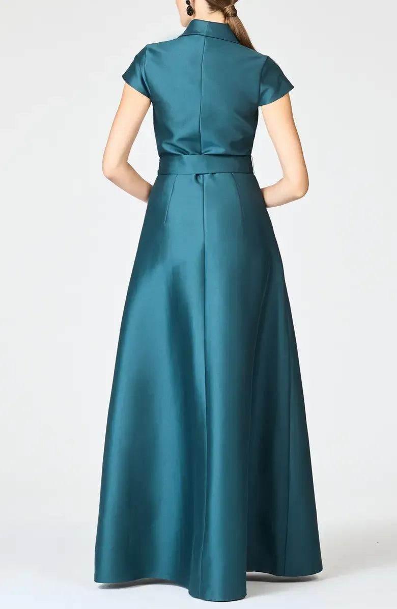 Graceful Stylish Elegant Red Satin A-Line Floor-Length Mother of the Bride Dress