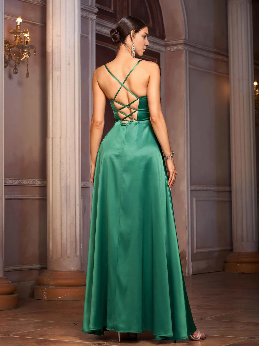 Beautiful Timeless Chic Elegant Emerald Green Lace A-Line Sleeveless Floor-Length Prom Dress