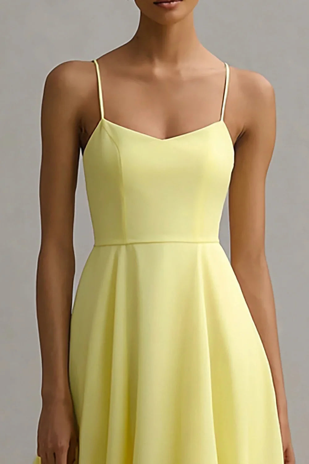 Special Occasion Sophisticated Graceful Elegant Yellow Satin A-Line Sleeveless Floor-Length Prom Dress