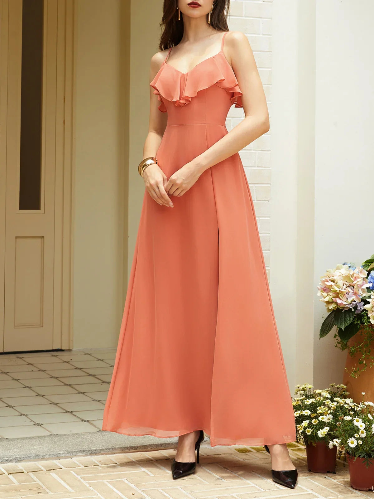 Stylish Refined Beautiful Timeless Chic Elegant Chiffon A-Line Sleeveless Floor-Length Prom Dress