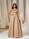 Graceful Stylish Elegant Red Lace A-Line Square Neck Sleeveless Floor-Length Prom Dress