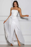 Special Occasion Sophisticated Graceful Stylish Elegant White Organza A-Line Strapless Sleeveless Wedding Dress