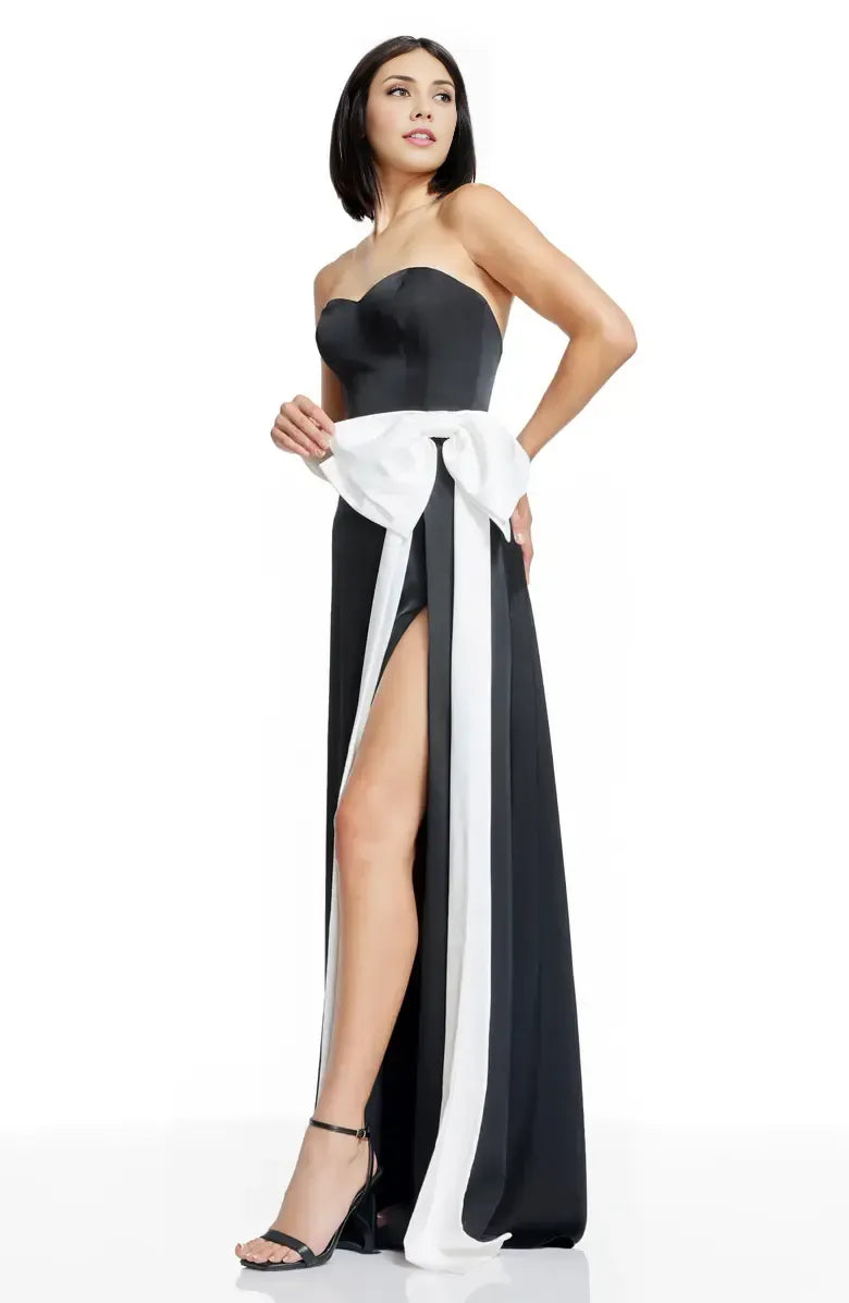 Timeless Special Occasion Elegant Black Satin A-Line Strapless Sleeveless Floor-Length Prom Dress