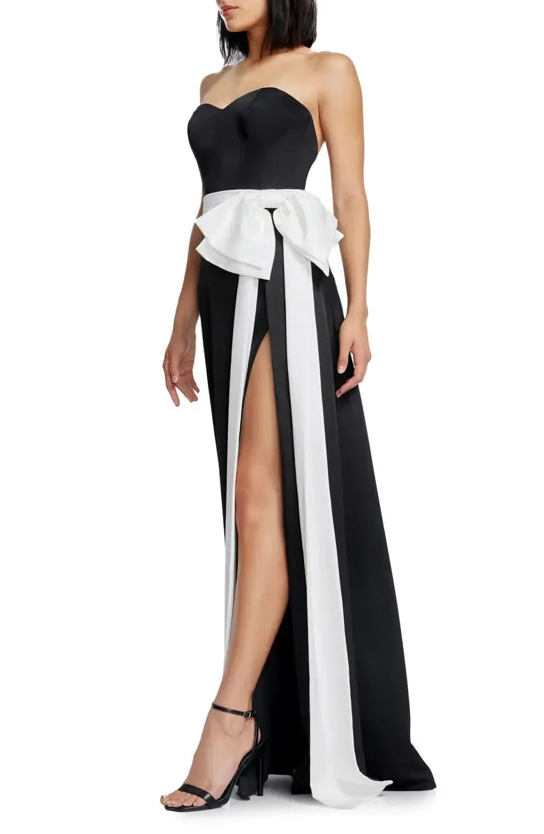 Timeless Special Occasion Elegant Black Satin A-Line Strapless Sleeveless Floor-Length Prom Dress