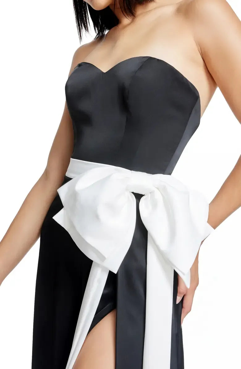 Timeless Special Occasion Elegant Black Satin A-Line Strapless Sleeveless Floor-Length Prom Dress