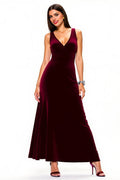 Special Occasion Sophisticated Graceful Stylish Elegant Burgundy Velvet A-Line Sleeveless Floor-Length Prom Dress