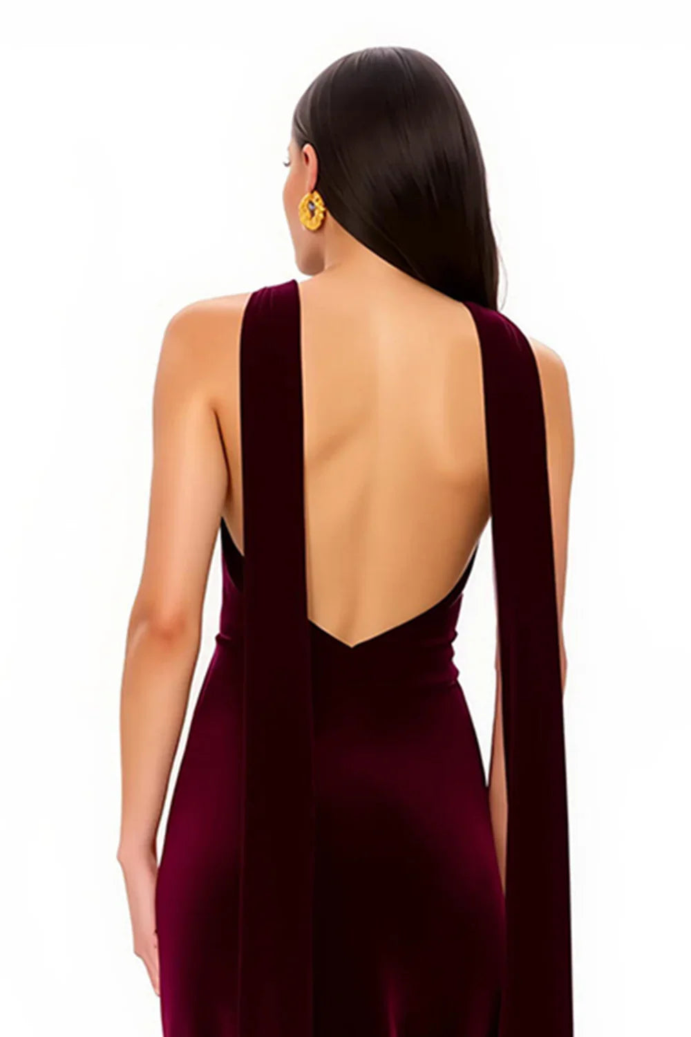 Special Occasion Sophisticated Graceful Stylish Elegant Burgundy Velvet A-Line Sleeveless Floor-Length Prom Dress