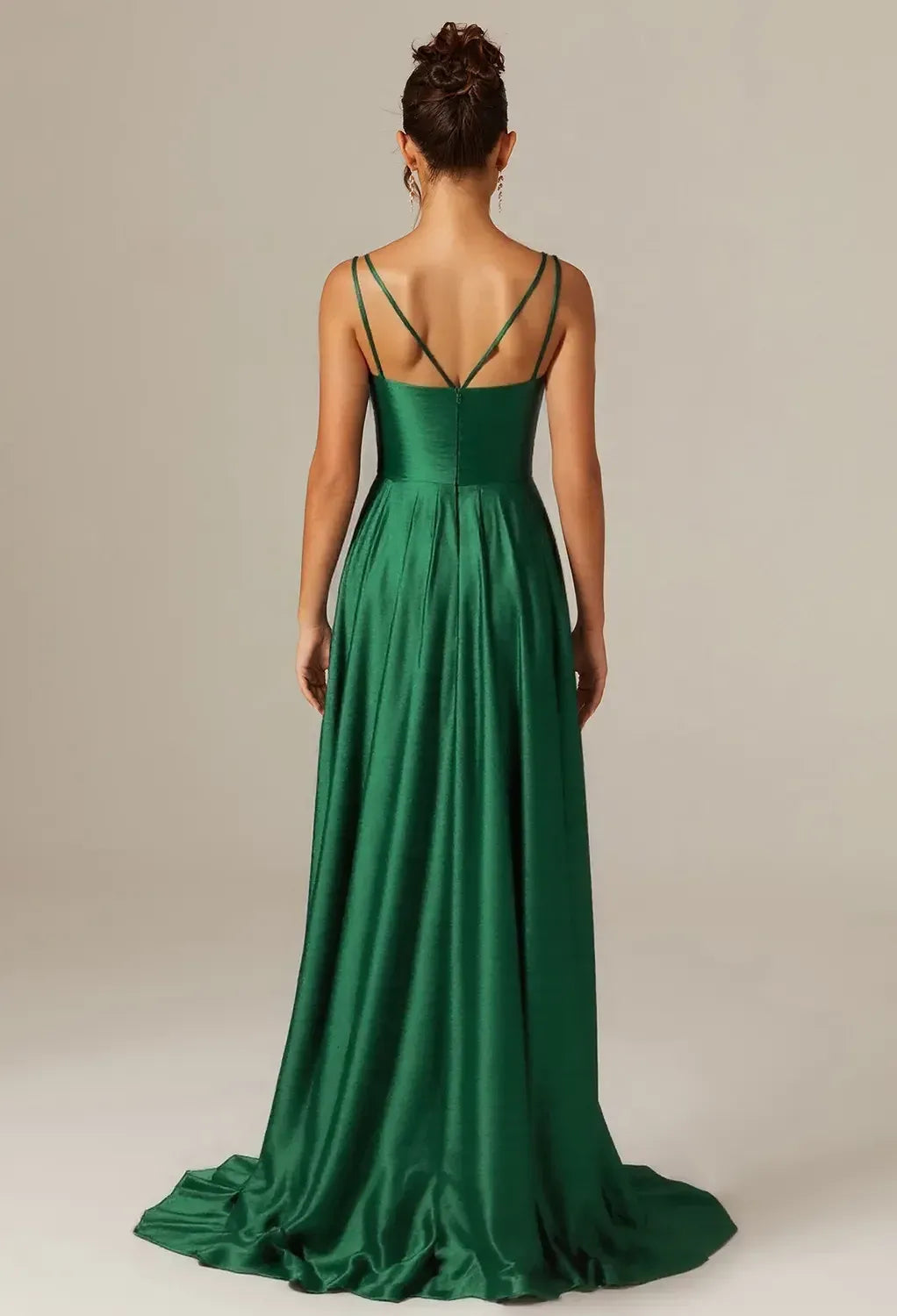 Special Occasion Sophisticated Graceful Stylish Elegant Black Satin A-Line V-Neck Sleeveless Prom Dress