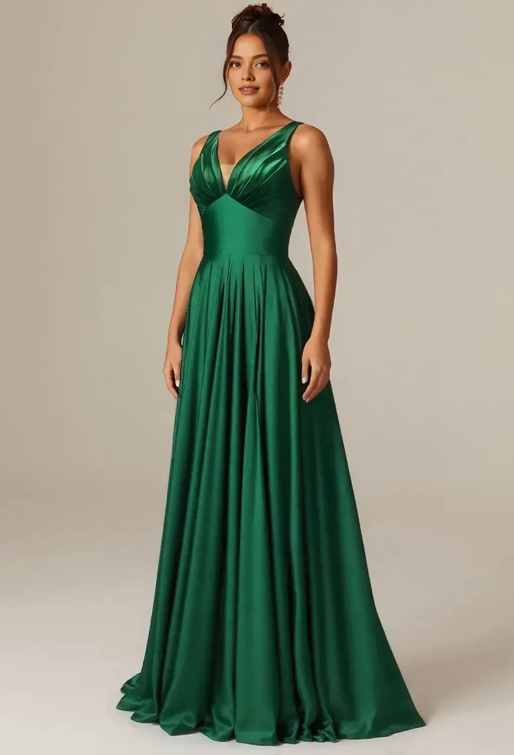 Special Occasion Sophisticated Graceful Stylish Elegant Black Satin A-Line V-Neck Sleeveless Prom Dress