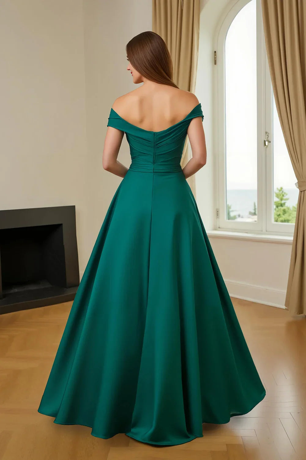 Refined Beautiful Timeless Elegant Red Satin Floor-Length Mother of the Bride Dress