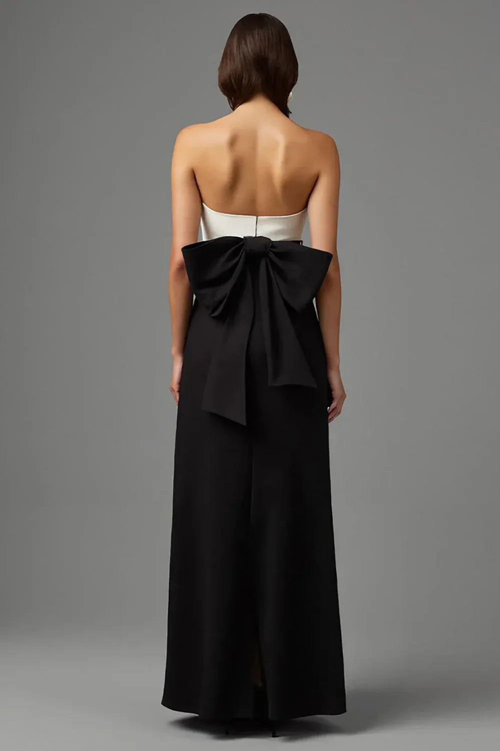 Special Occasion Sophisticated Graceful Stylish Refined Elegant Black Strapless Sleeveless Floor-Length Evening Dress