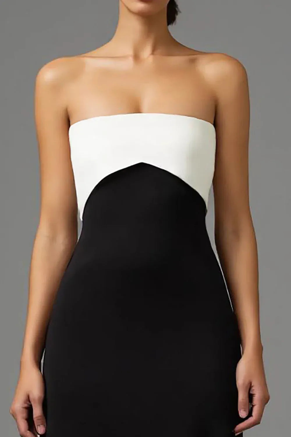 Special Occasion Sophisticated Graceful Stylish Refined Elegant Black Strapless Sleeveless Floor-Length Evening Dress