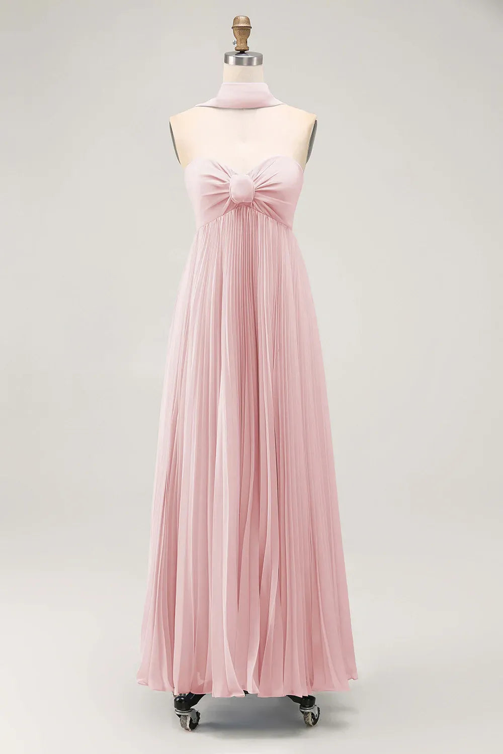 Refined Beautiful Timeless Elegant Sky Blue Chiffon Strapless Sleeveless Floor-Length Prom Dress