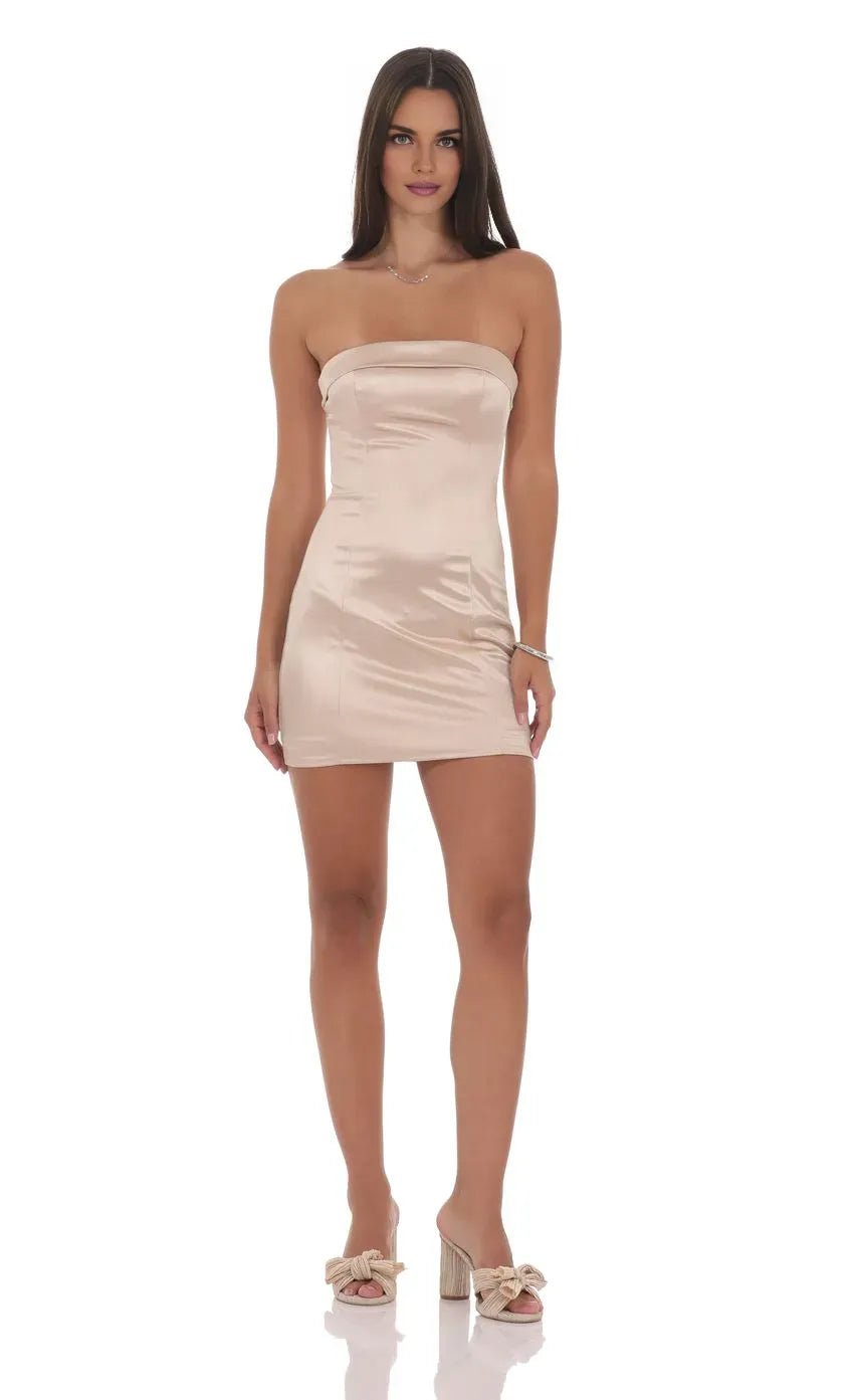 Beautiful Timeless Special Occasion Elegant Satin Bodycon Strapless Sleeveless Mini Homecoming Dress