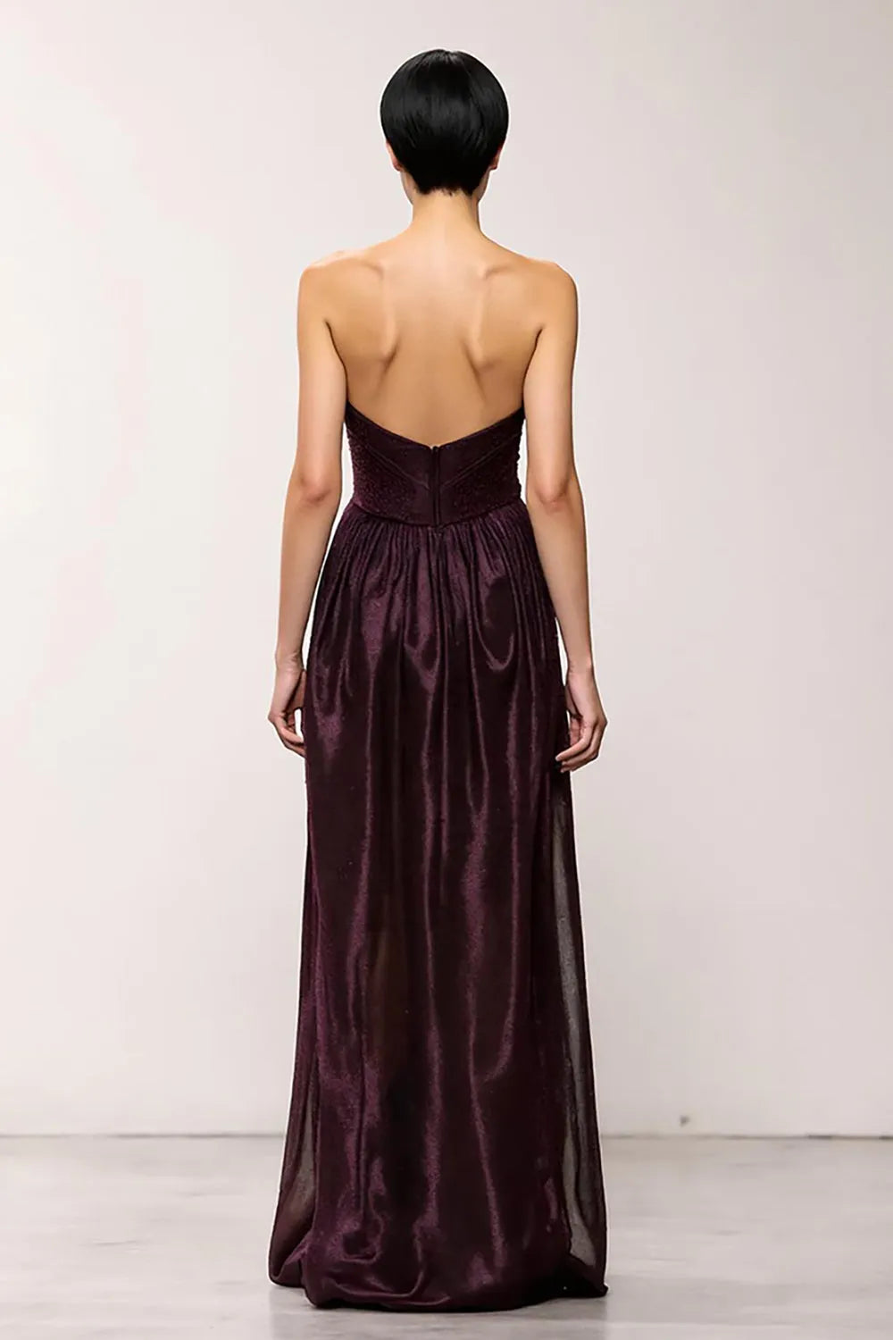 Coffee Strapless Sheath Long Evening Dress