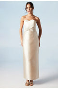 Special Occasion Sophisticated Graceful Stylish Refined Elegant Champagne Satin Sweetheart Sleeveless Prom Dress