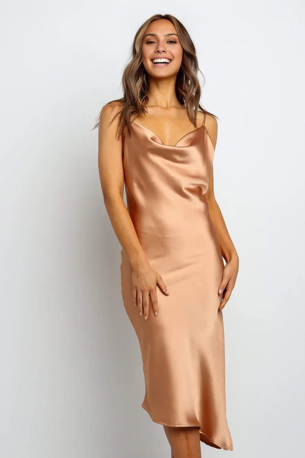 Timeless Special Occasion Sophisticated Elegant Emerald Green Satin Sleeveless Tea-Length Prom Dress