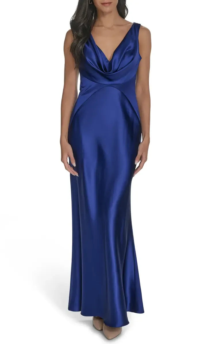 Sophisticated Graceful Stylish Refined Elegant Olive Green Satin Sleeveless Floor-Length Prom Dress