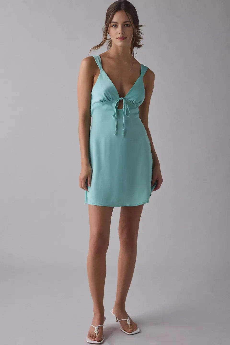 Beautiful Timeless Special Occasion Sophisticated Elegant Green Satin Sleeveless Mini Homecoming Dress