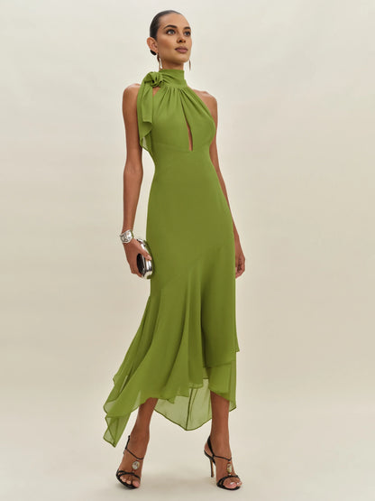 Sophisticated Graceful Stylish Refined Beautiful Timeless Elegant A-Line Halter Sleeveless Prom Dress