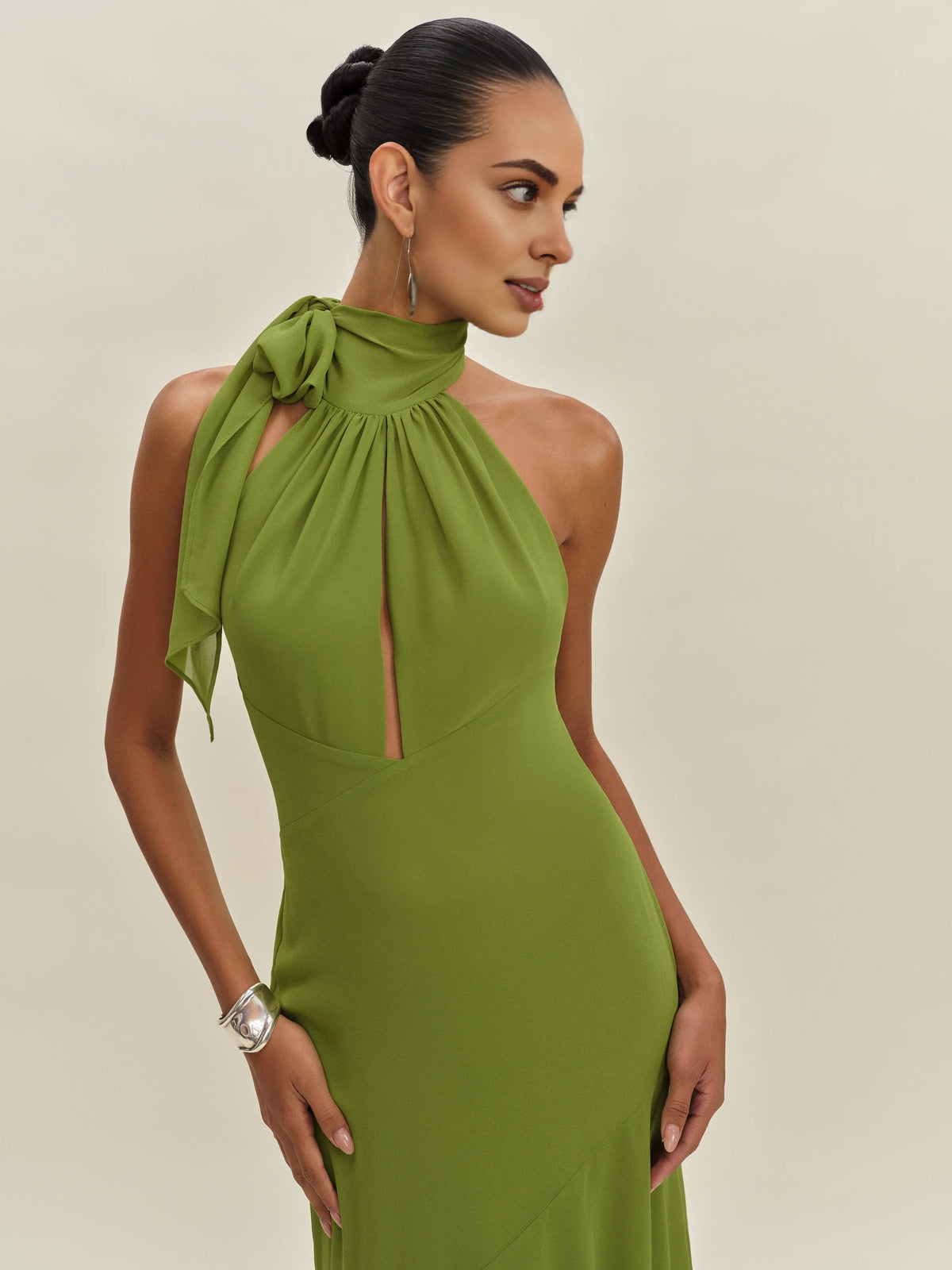 Sophisticated Graceful Stylish Refined Beautiful Timeless Elegant A-Line Halter Sleeveless Prom Dress
