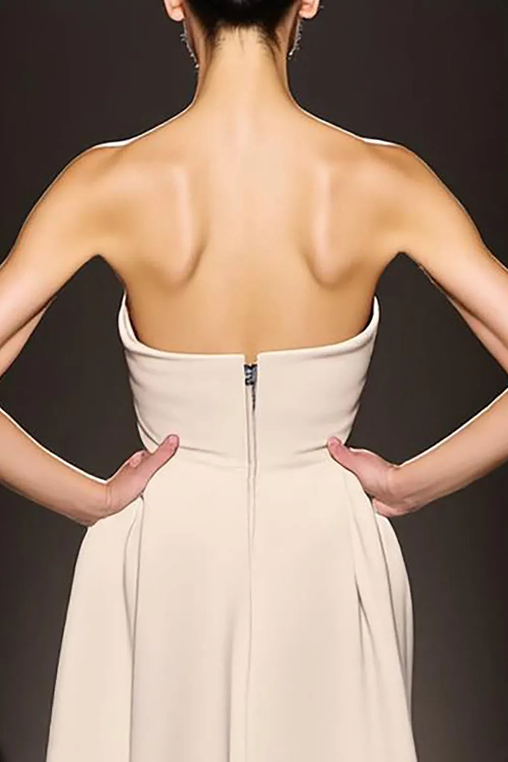 Ivory Sheath Strapless Backless Long Evening Dress