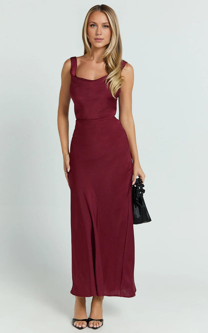 Sophisticated Graceful Stylish Refined Beautiful Timeless Elegant Mermaid Cowl Sleeveless Evening Dress