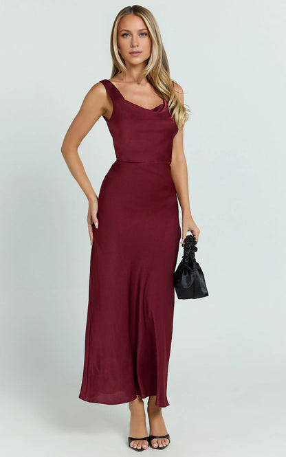 Sophisticated Graceful Stylish Refined Beautiful Timeless Elegant Mermaid Cowl Sleeveless Evening Dress