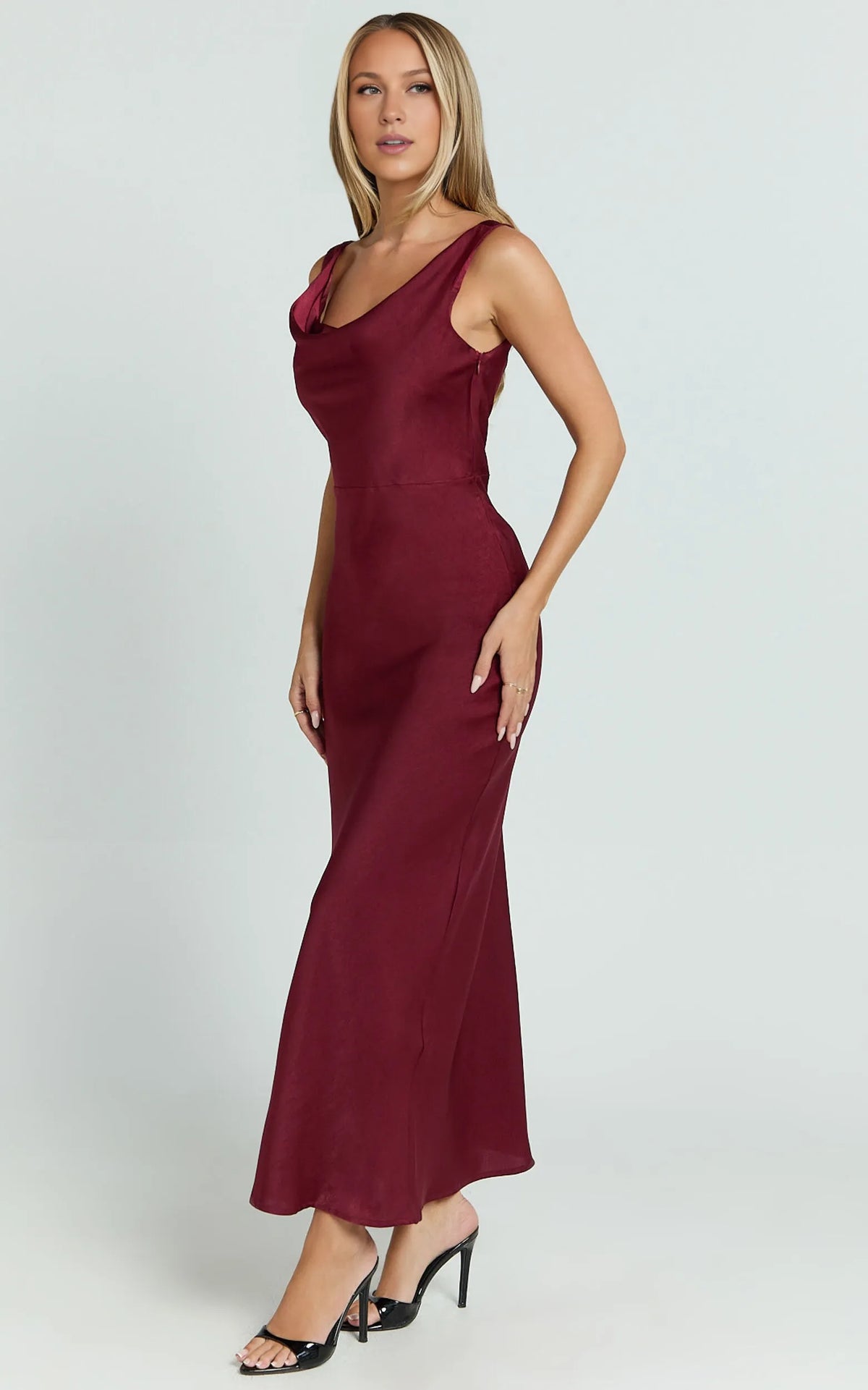 Sophisticated Graceful Stylish Refined Beautiful Timeless Elegant Mermaid Cowl Sleeveless Evening Dress