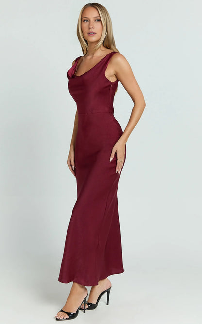 Sophisticated Graceful Stylish Refined Beautiful Timeless Elegant Mermaid Cowl Sleeveless Evening Dress