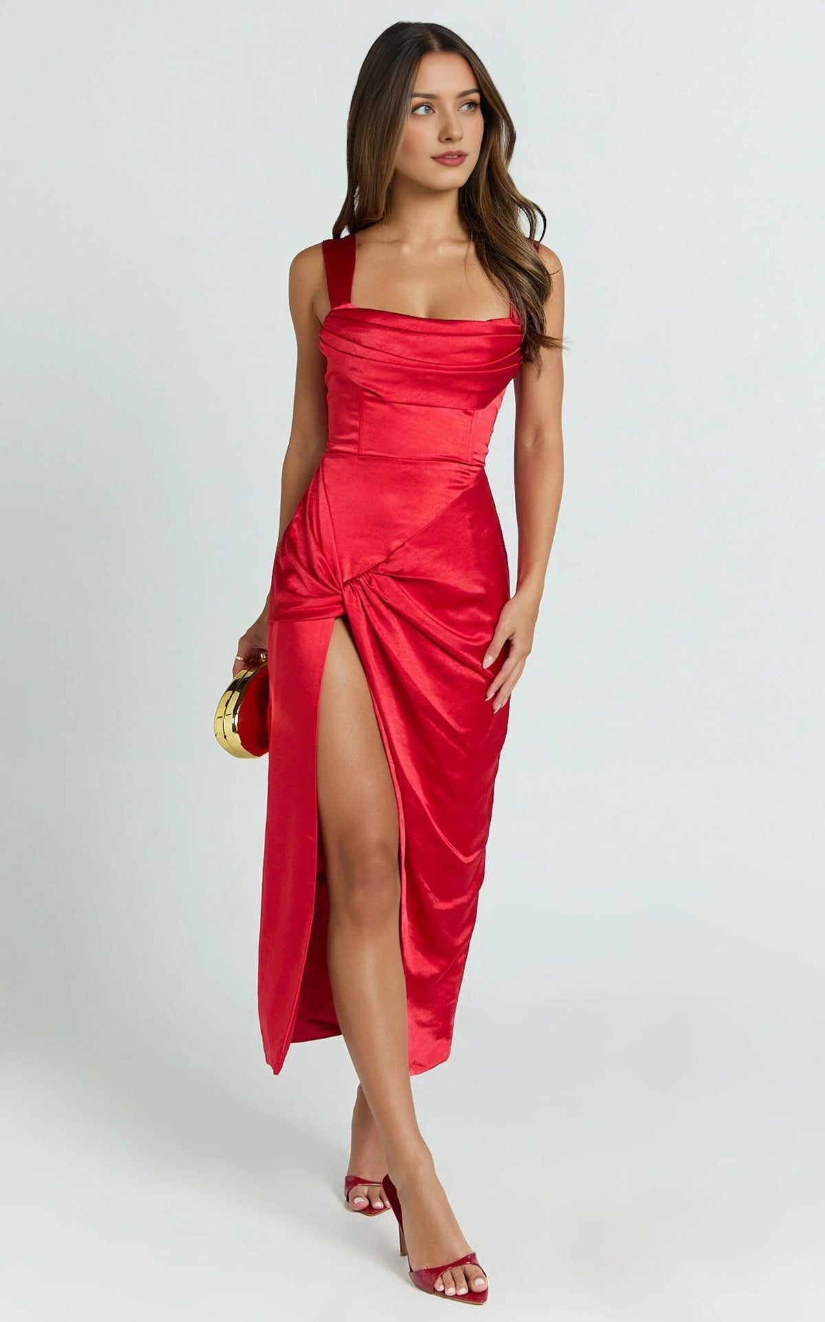 Refined Beautiful Timeless Special Occasion Sophisticated Elegant Square Neck Sleeveless Evening Dress