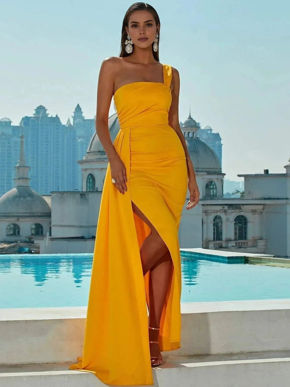 Timeless Special Occasion Sophisticated Elegant Orange Satin Mermaid Sleeveless Floor-Length Prom Dress