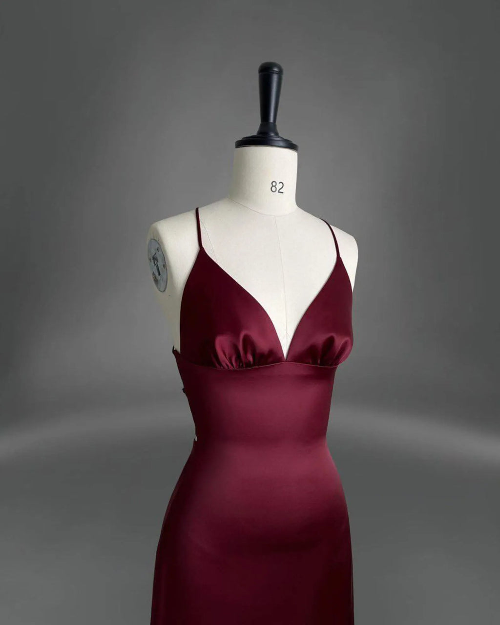 Burgundy Mermaid Spaghetti Strap Lace-Up Back Long Prom Dress