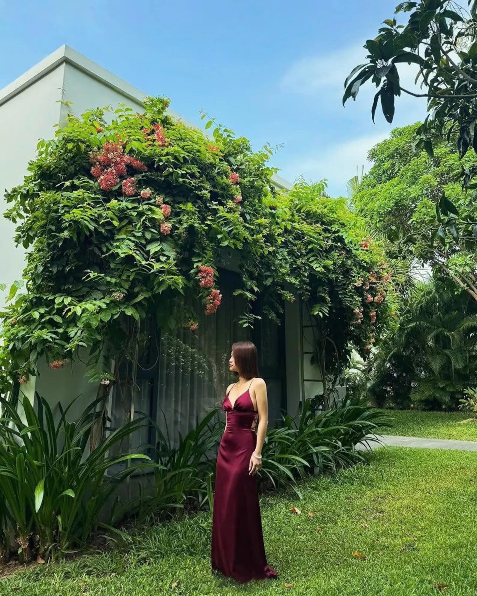 Burgundy Mermaid Spaghetti Strap Lace-Up Back Long Prom Dress